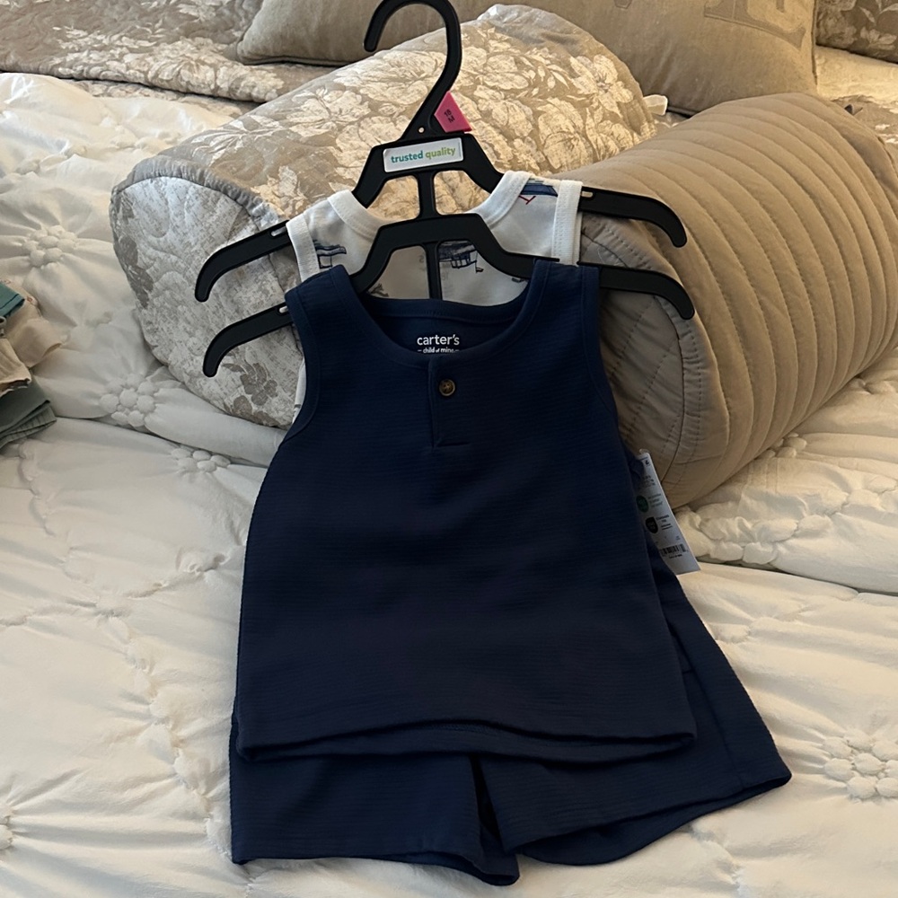 Carter's Dark Blue Sleeveless Top and Shorts Set